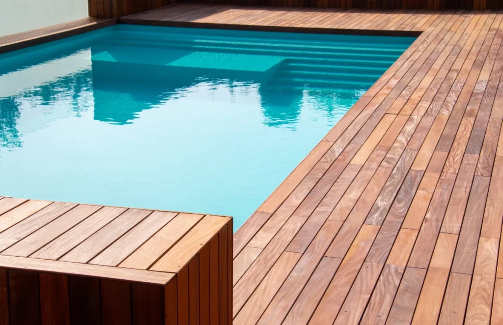 Wooden deck with pool
