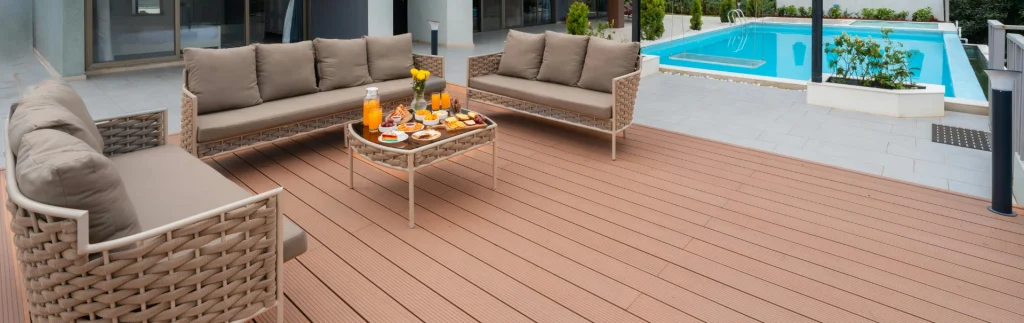 Modern Patio with Pool and Building Exterior