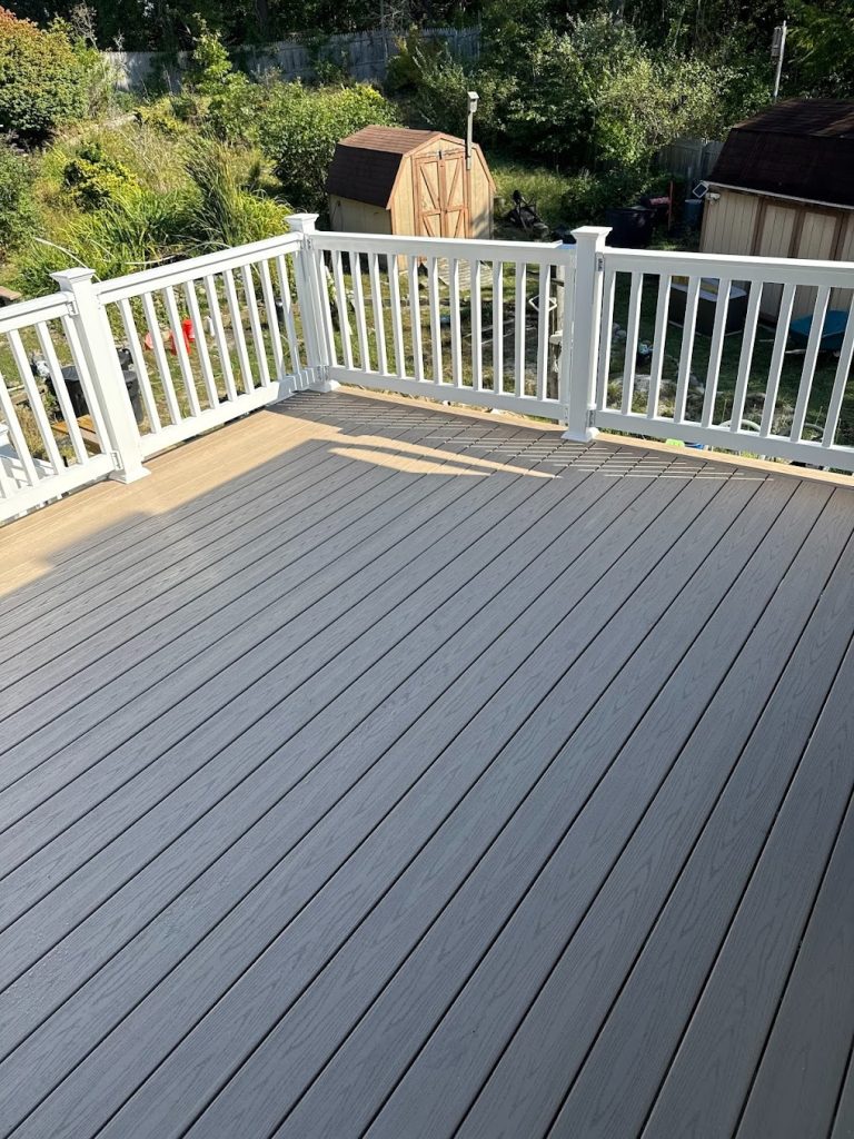 White wooden deck